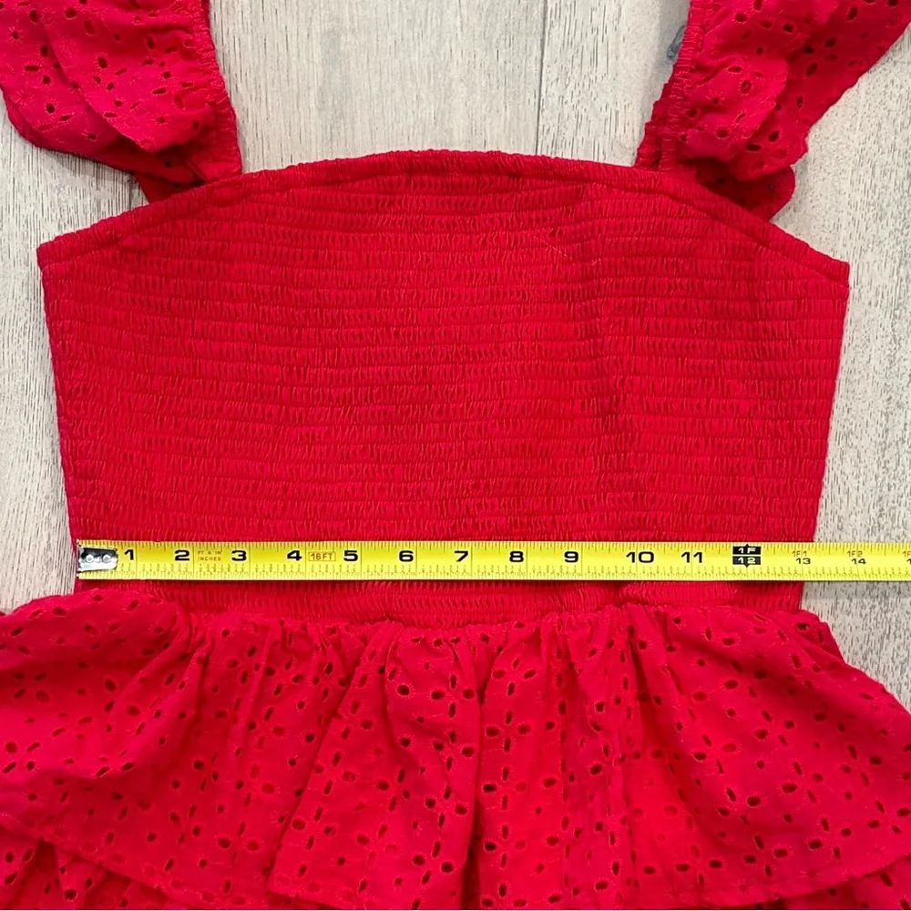 Altar’d State Amira Red Eyelet Ruffle Mini Dress - Picture 6 of 11
